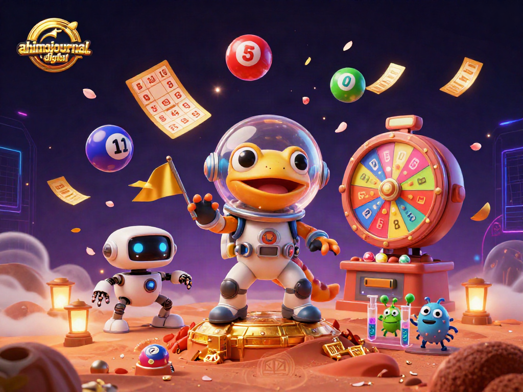 Experience the thrills at ahimajournal-digital with a Martian gecko celebrating in a vibrant casino.