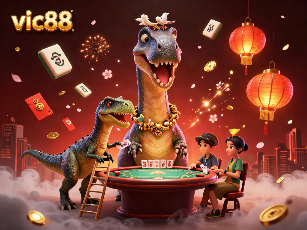 Experience the exciting world of vic88 with vibrant 3D casino characters and festive game elements