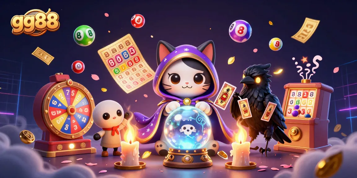 Win big with gg88 as the mystic cat and tarot raven guide you through thrilling lottery adventures.