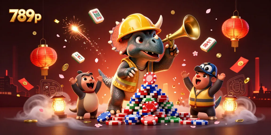 Experience thrilling gaming action with 789p as a triceratops celebrates wins amidst colorful casino elements.