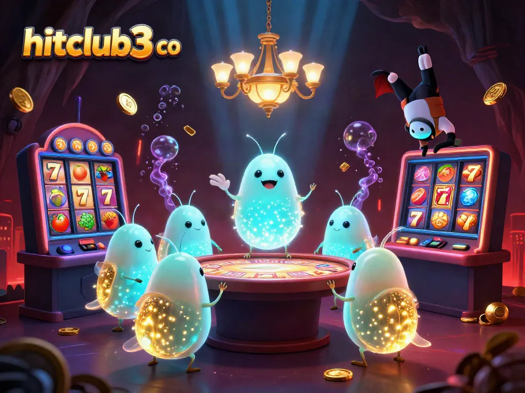 Experience the excitement at hitclub3 co with glowing 3D glowworms creating a vibrant casino atmosphere.