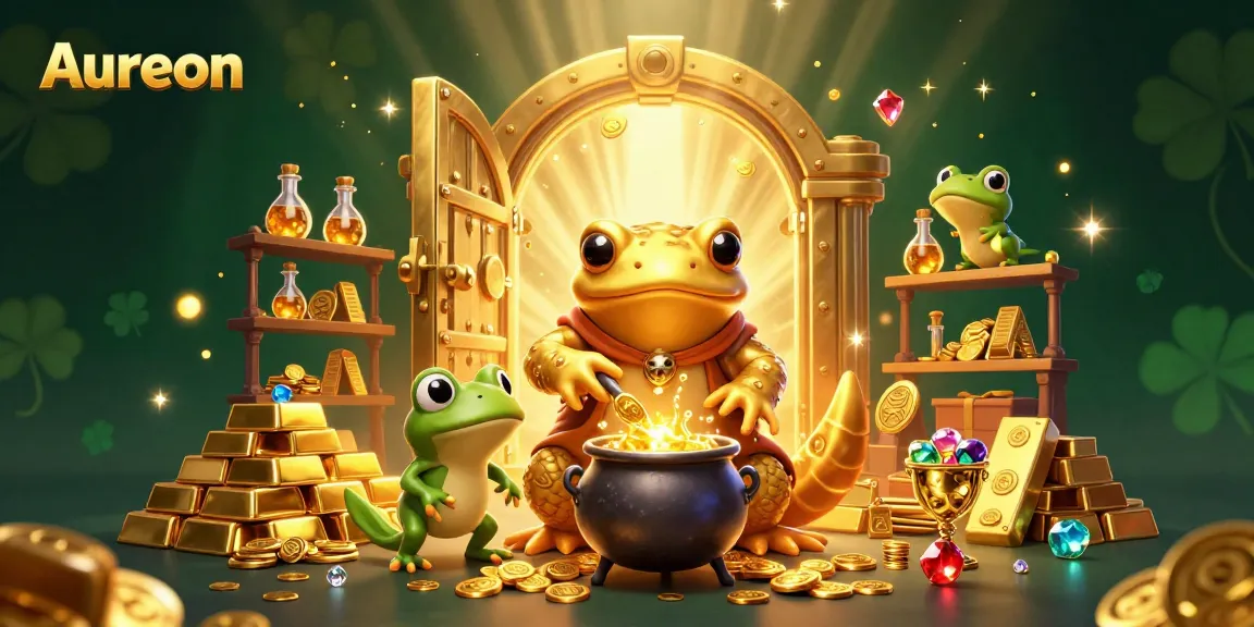 Aureon engaging in thrilling gameplay with golden alchemists and sparkling treasures at the casino.