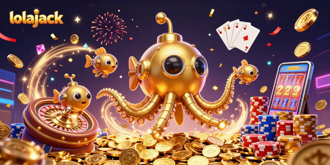 Experience exciting wins at Lolajack Casino with vibrant animations of golden coins and dynamic gaming elements.