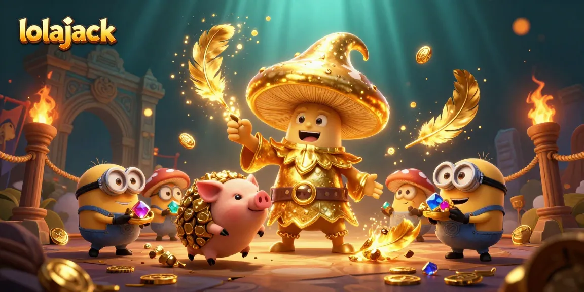 Engage in thrilling games at lolajack with magical creatures and golden treasures in this vivid 3D scene.